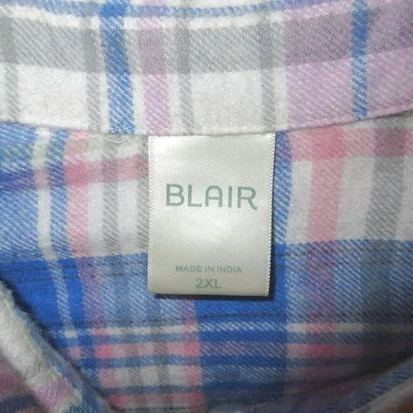 Blair Embroidered Flannel Shirt Size 2X Patchwork Button Up Countrycore Cottage - Picture 6 of 12